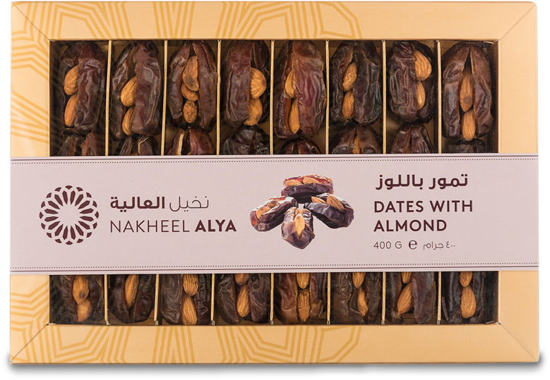 Almond Stuffed Dates Packaging PNG image