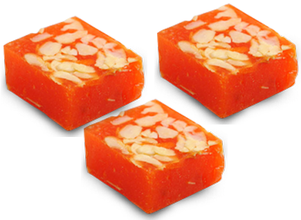 Almond Topped Orange Turkish Delight PNG image