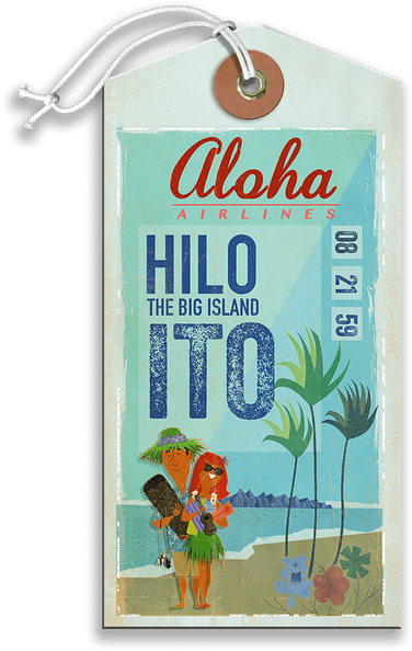 Aloha Airlines Hilo Big Island Luggage Tag PNG image