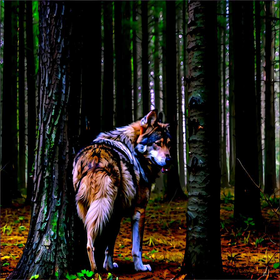 Alpha Wolf In Dark Woods Png 06292024 PNG image