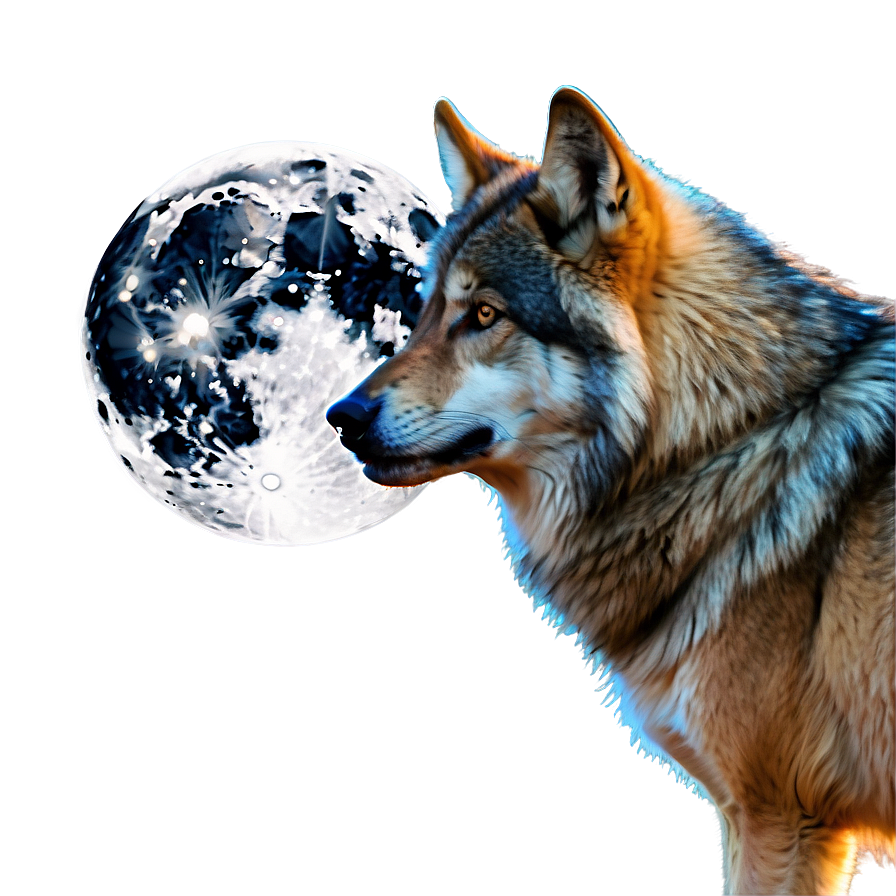 Alpha Wolf With Moon Background Png 4 PNG image