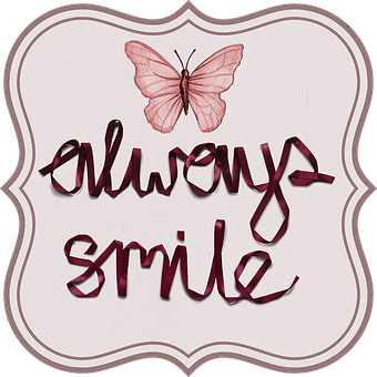 Always Smile Butterfly Motivational Graphic PNG image
