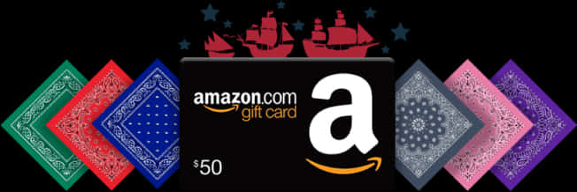 Amazon Gift Card50 Dollarswith Decorative Background PNG image