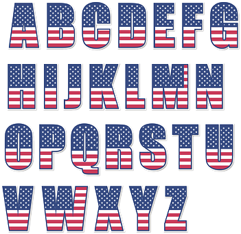 American Flag Alphabet Design PNG image