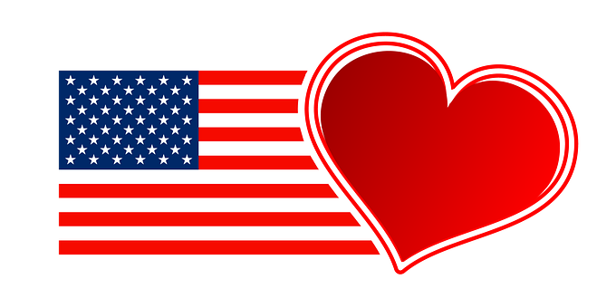 American Flag Heart Love PNG image