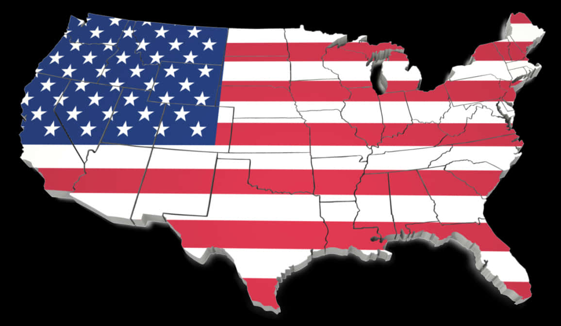 American Flag Map Outline PNG image