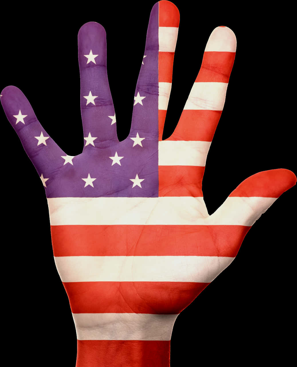 American Flag Painted Hand PNG image