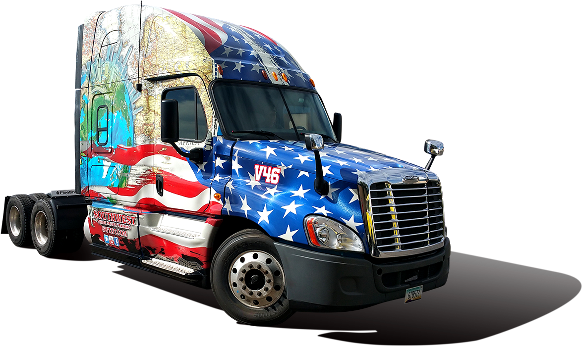 American Flag Painted Truck PNG image