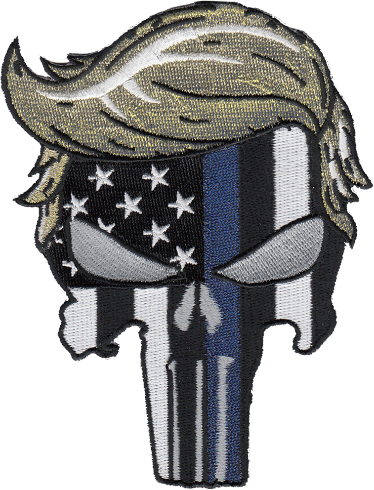 American Flag Punisher Skull Blue Line Patch PNG image