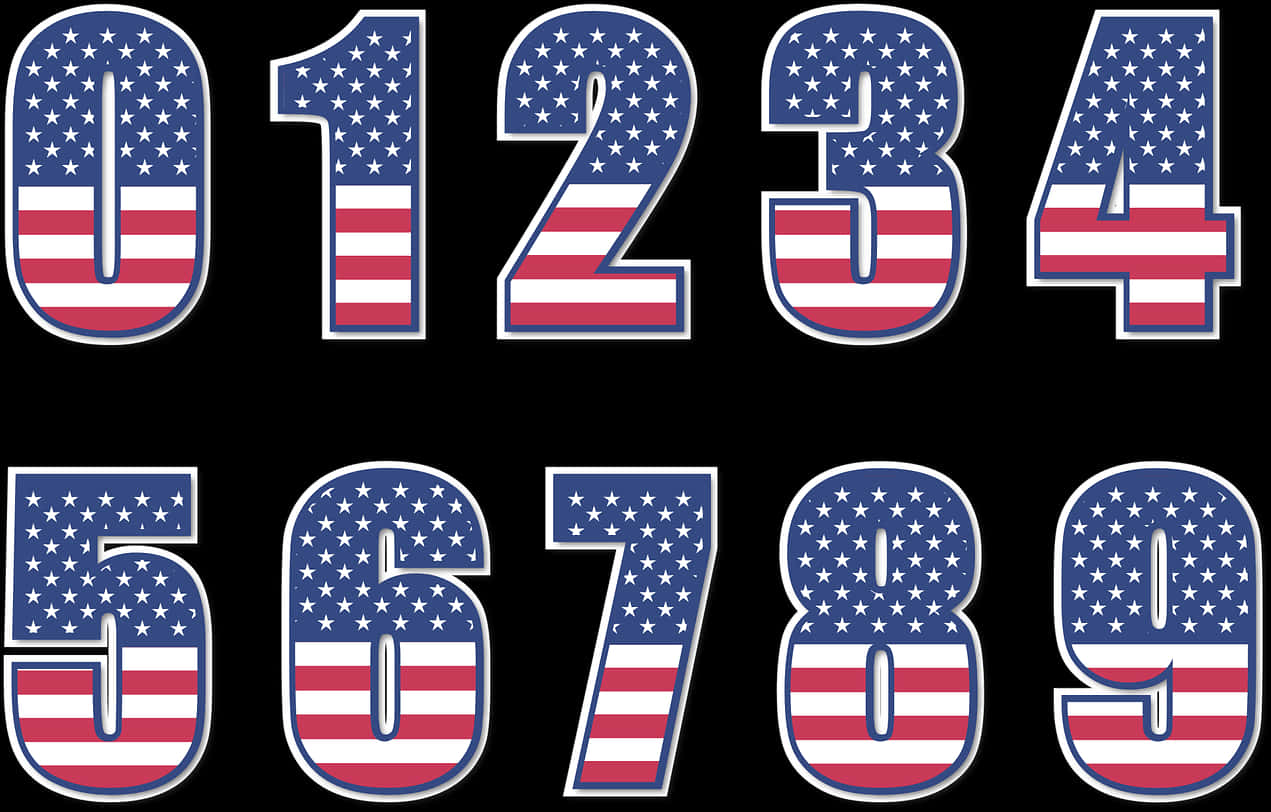 American Flag Styled Numbers PNG image