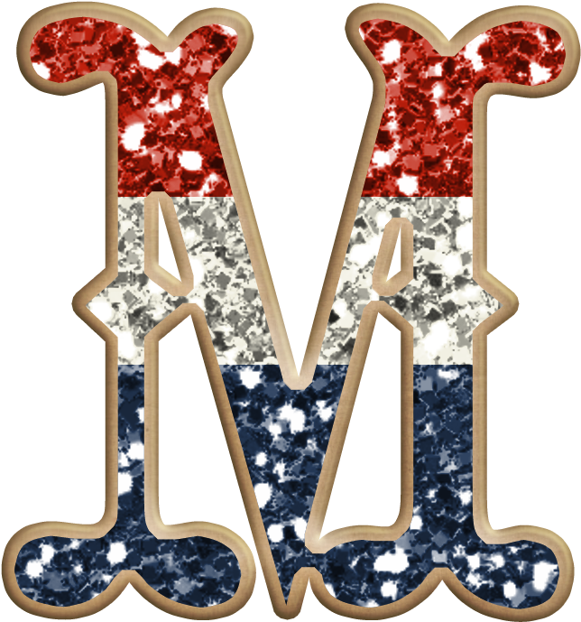 American Flag Themed Letter M PNG image