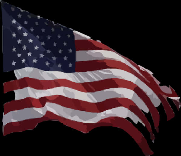 American Flag Waving Digital Art PNG image
