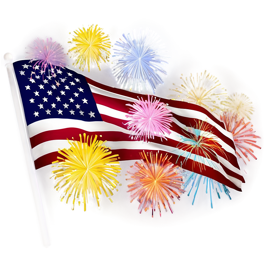 American Flag With Fireworks Background Png Xmo54 PNG image
