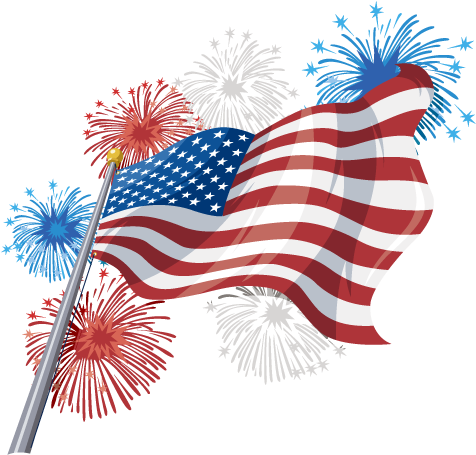 American Flagand Fireworks Celebration PNG image