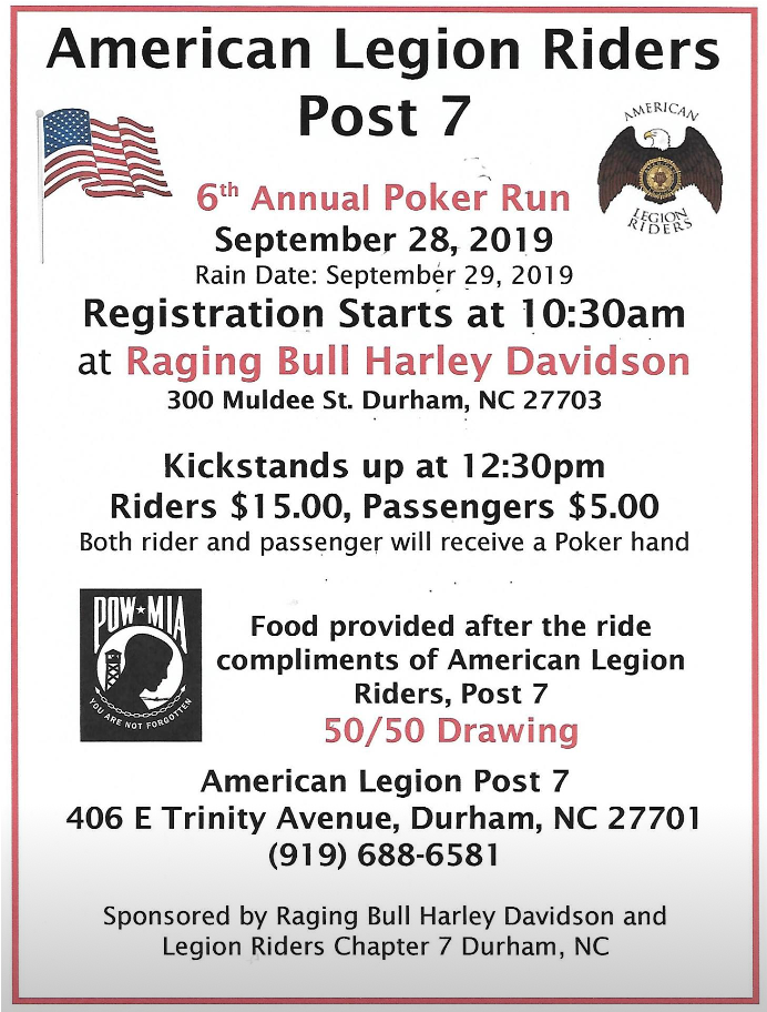 American Legion Riders Poker Run Event Poster PNG image