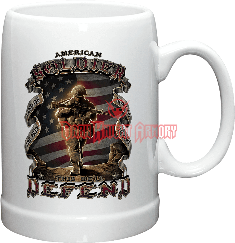 American Soldier Patriotic Mug Design PNG image