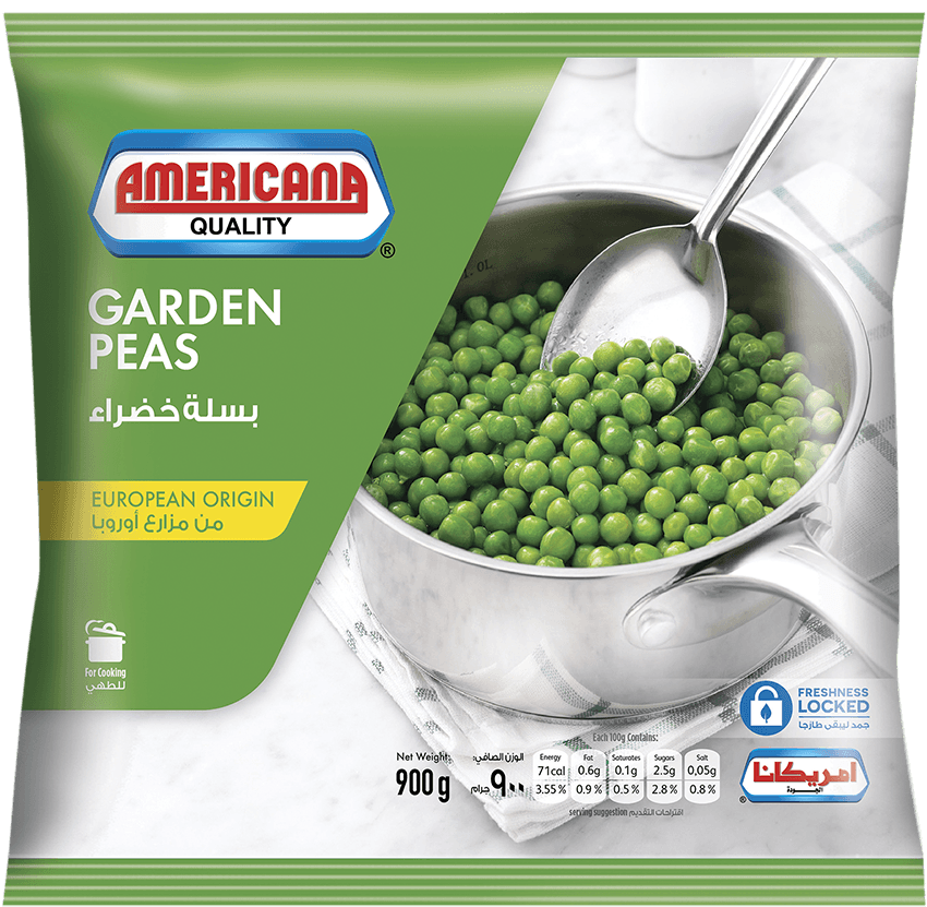 Americana Garden Peas Packaging PNG image