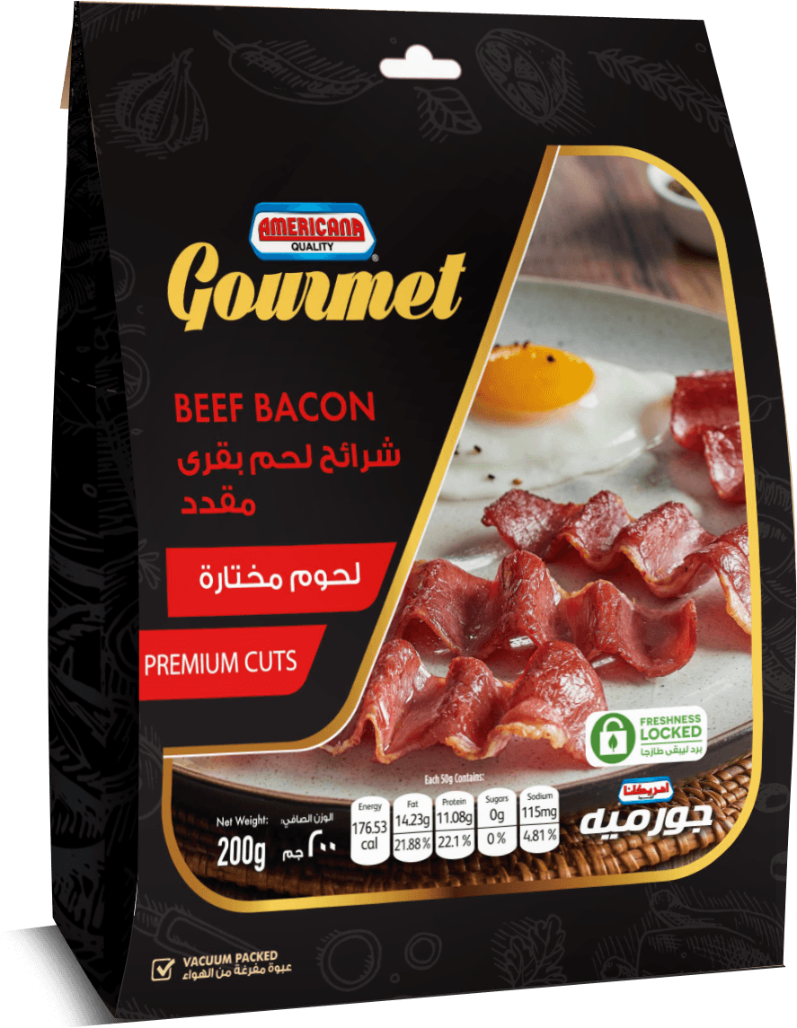 Americana Gourmet Beef Bacon Package PNG image