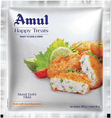 Amul Happy Treats Masti Dahi Tikki Packaging PNG image