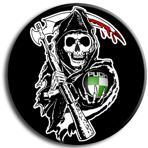 Anarchist Skull Button Design PNG image