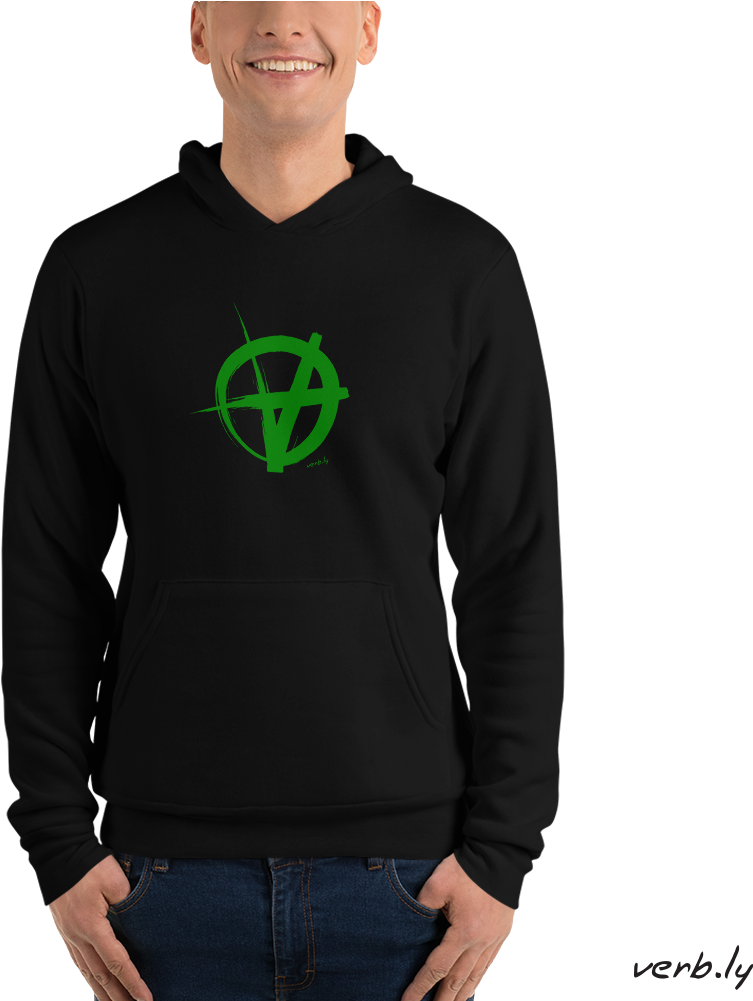 Anarchy Symbol Hoodie Man Smiling PNG image