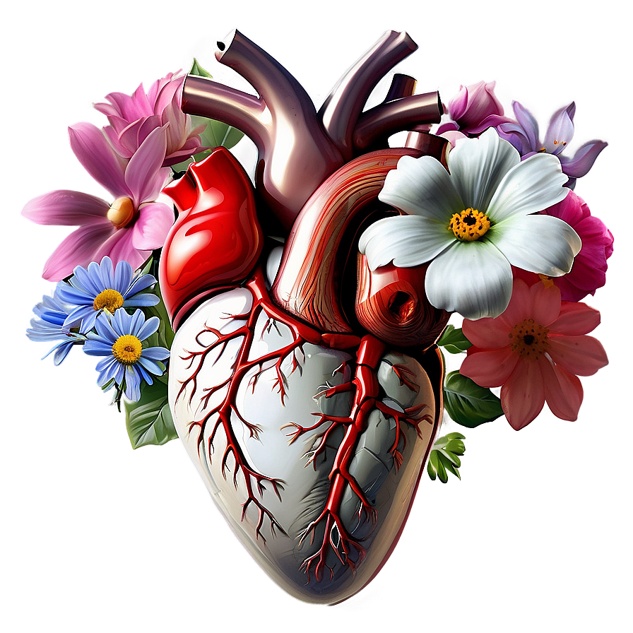 Anatomical Heart With Flowers Png Rph61 PNG image