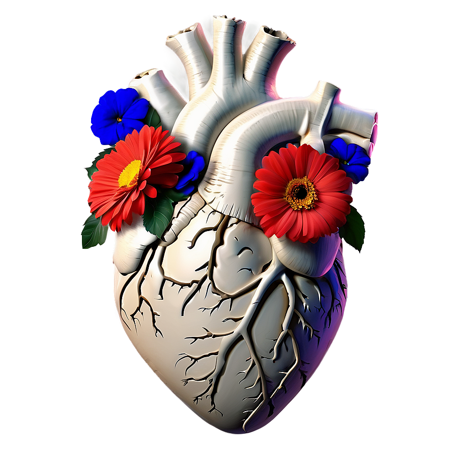 Anatomical Heart With Flowers Png Ttx PNG image