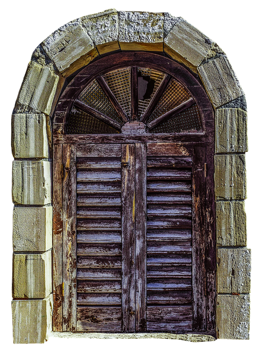 Ancient Arched Stone Window Shutters PNG image