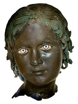 Ancient Bronze Bust Girl PNG image