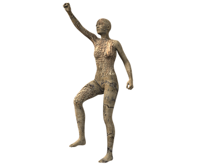 Ancient Figure Raised Fist PNG image