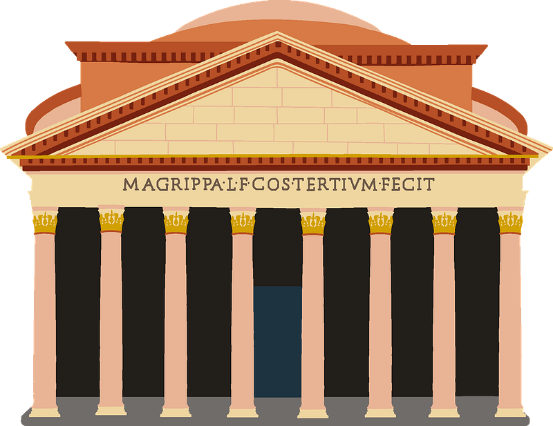 Ancient Roman Temple Facade PNG image