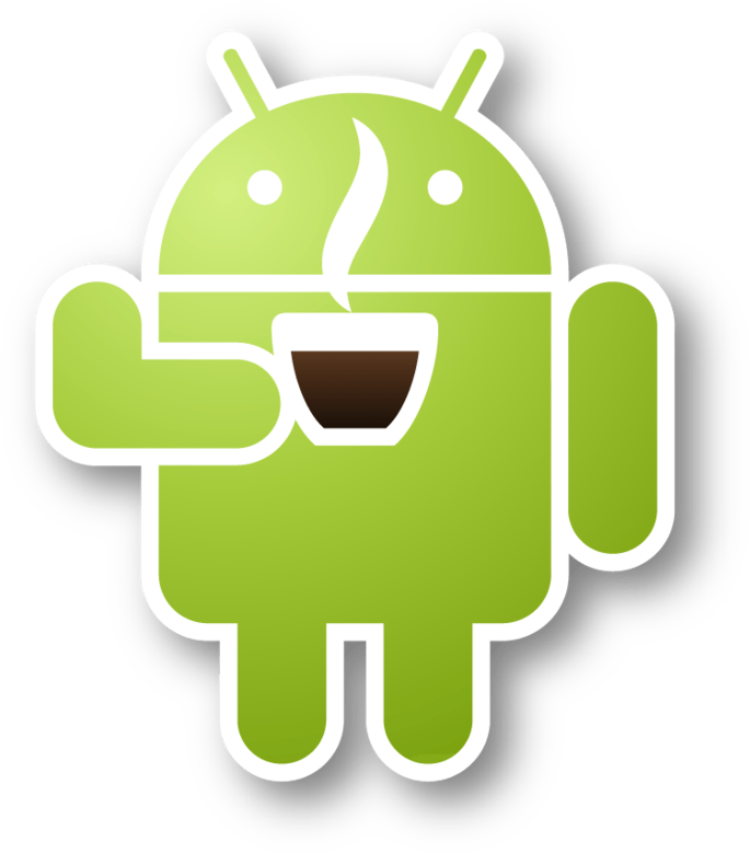 Android Mascot Drinking Coffee PNG image