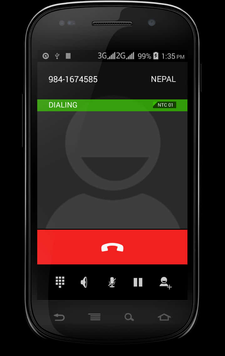 Android Phone Dialing Screen PNG image