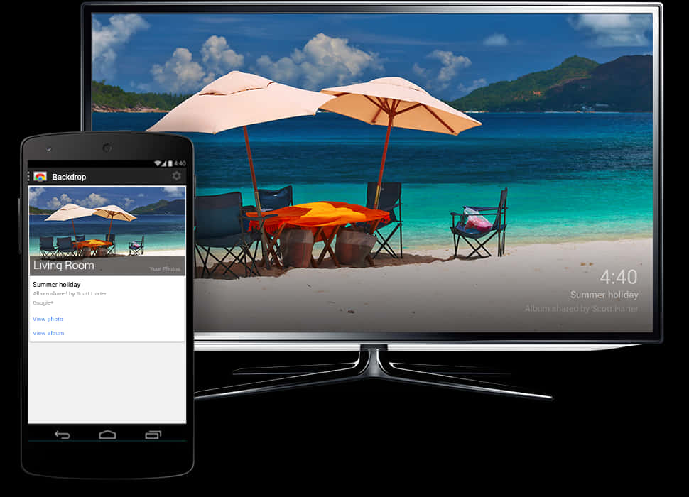 Android Phoneand T V Beach Backdrop PNG image