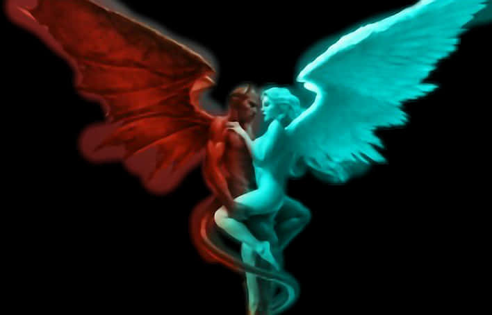 Angel_and_ Devil_ Embrace PNG image