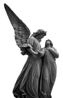 Angel Consoling Human Sculpture PNG image