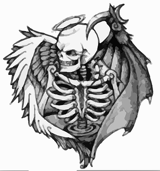 Angel Demon Skeleton Tattoo Design PNG image