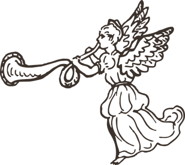 Angel Playing Trumpet Silhouette PNG image