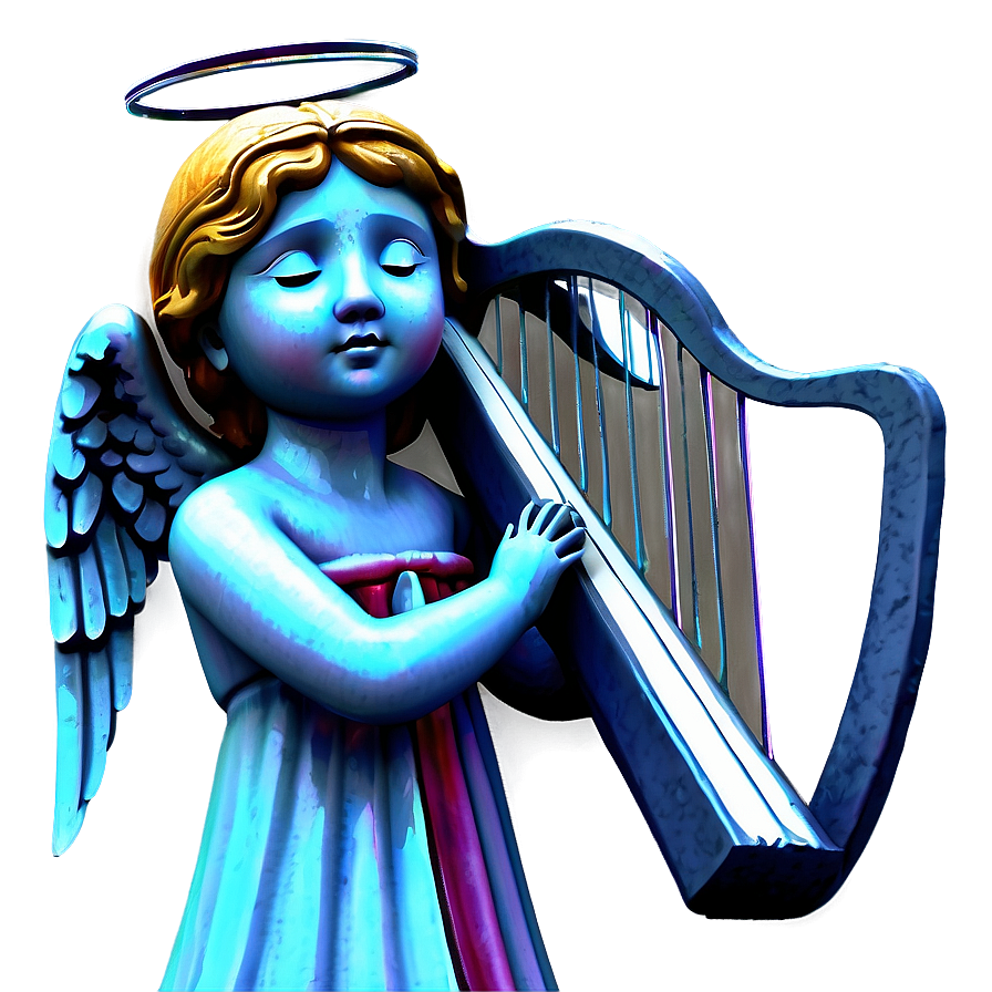 Angel With Harp Figure Png 06202024 PNG image