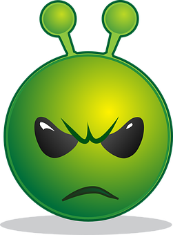 Angry Alien Cartoon Graphic PNG image