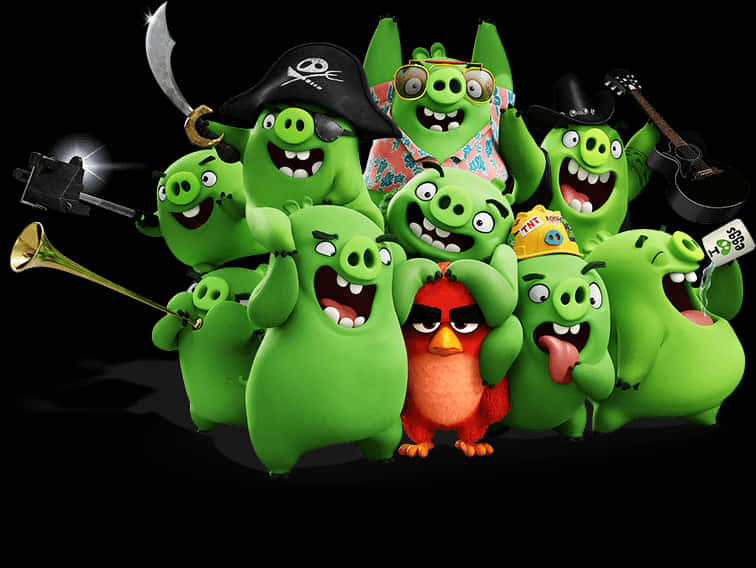 Angry Birds Red Birdand Green Pigs PNG image