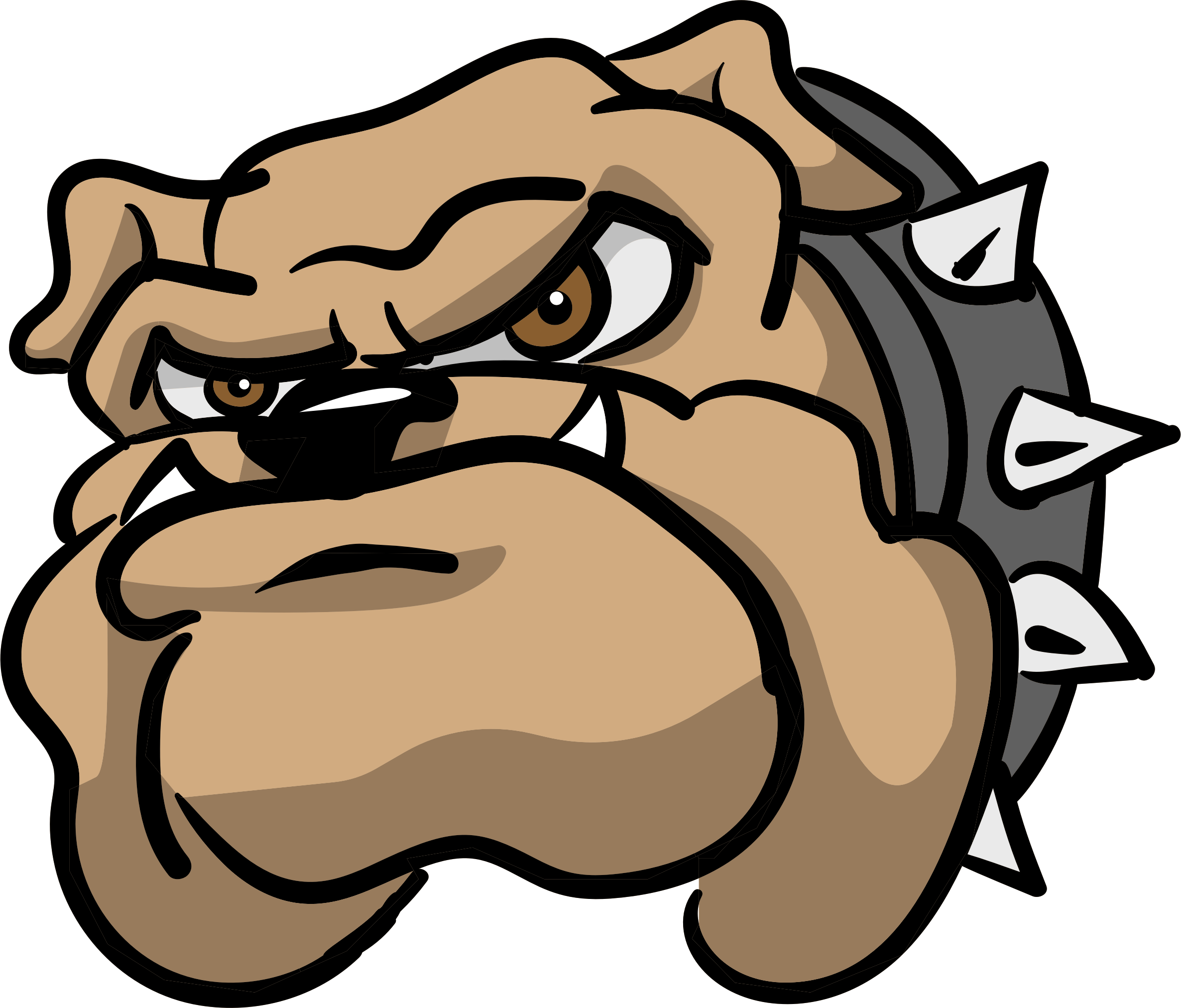 Angry Cartoon Bulldog Spiked Collar PNG image