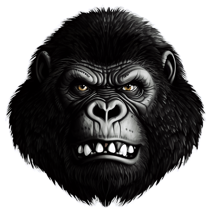 Angry Gorilla Black And White Png Adk37 PNG image