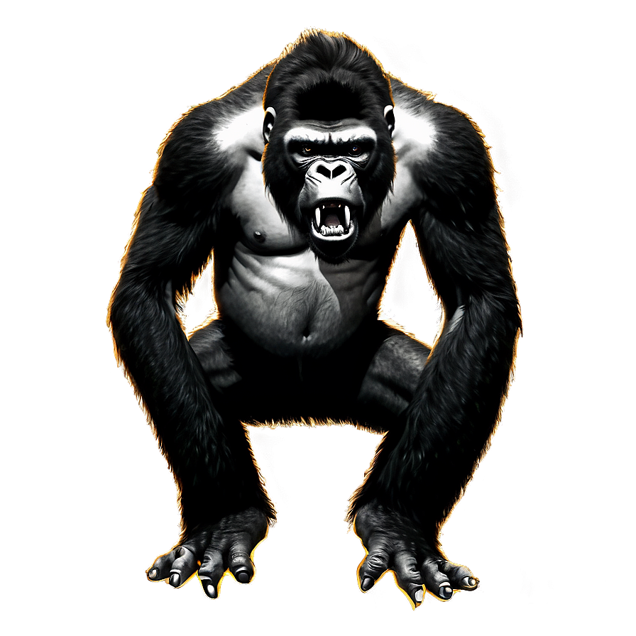 Angry Gorilla Black And White Png Ofs27 PNG image