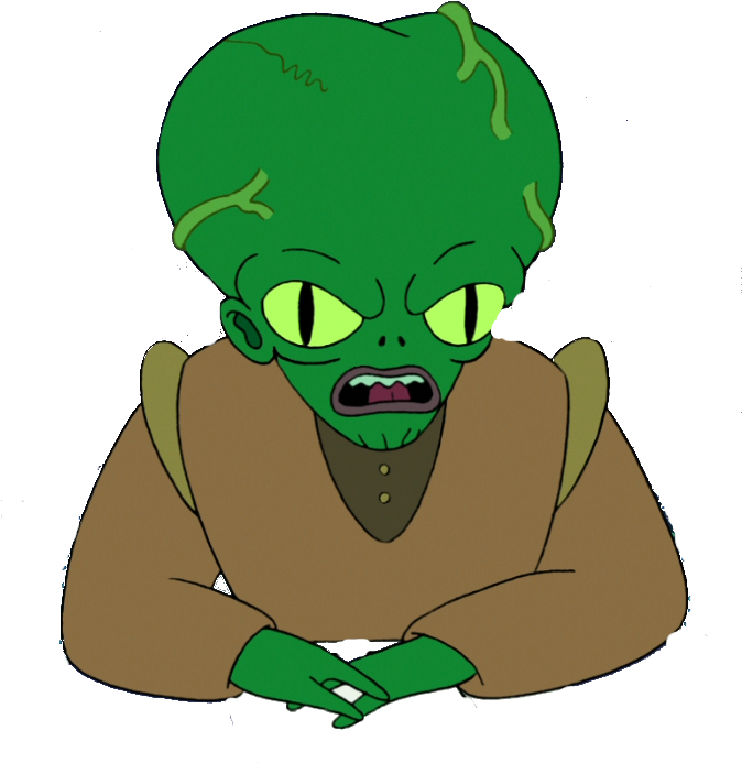 Angry Green Alien Cartoon Character PNG image