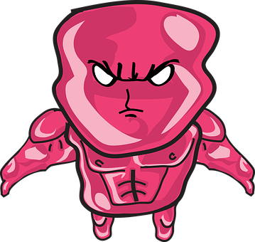 Angry Pink Cartoon Character PNG image