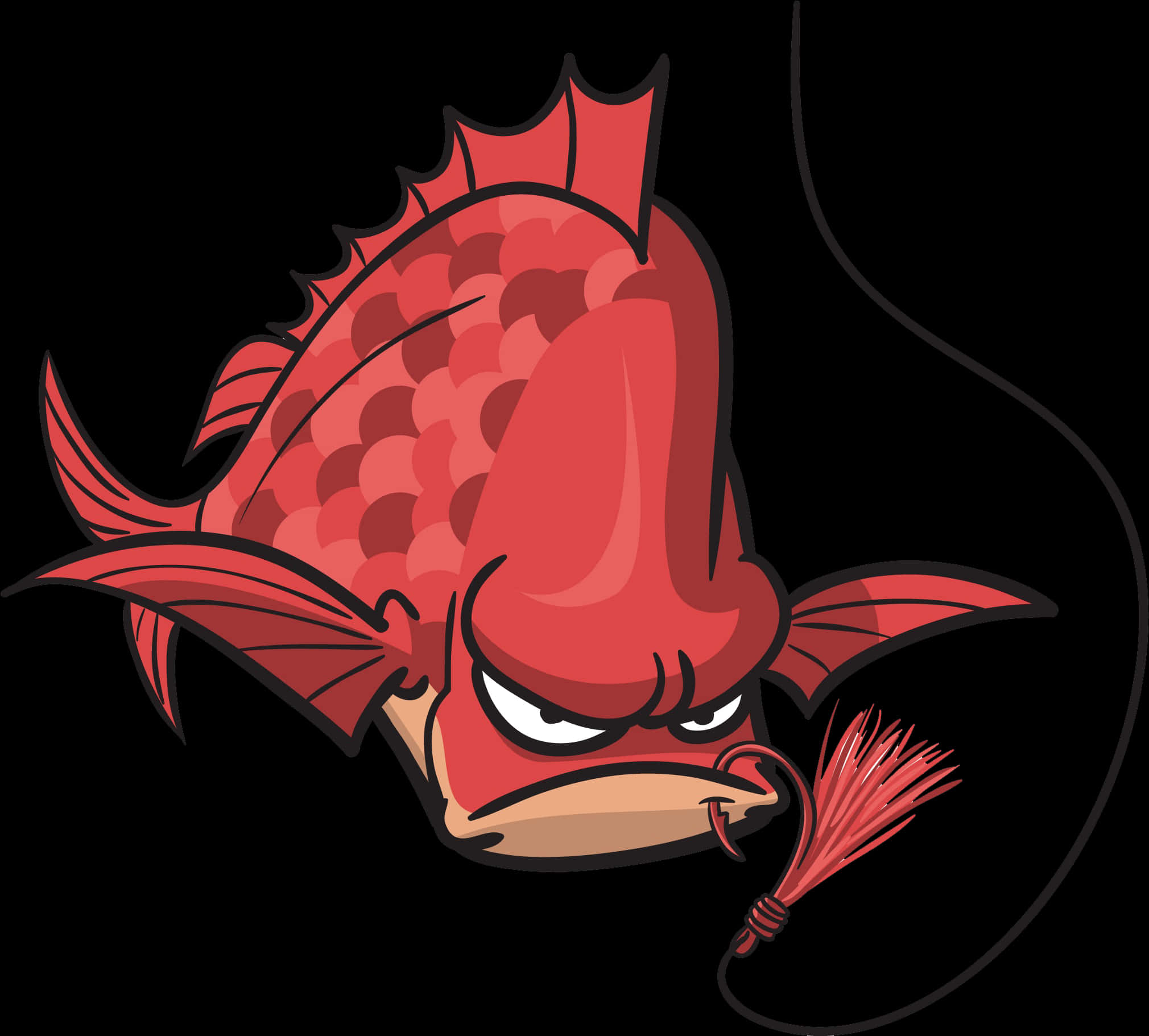 Angry Red Fish Cartoon PNG image