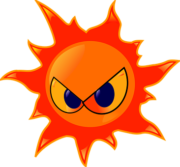 Angry Sun Cartoon Graphic PNG image