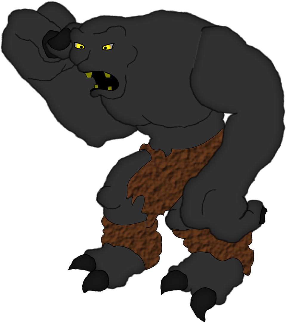 Angry Troll Cartoon Illustration PNG image