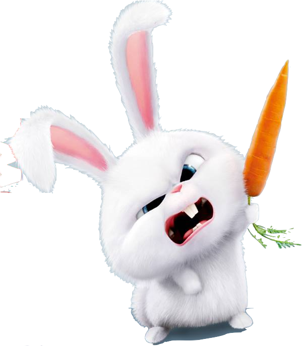 Angry White Bunny Carrot Stick PNG image